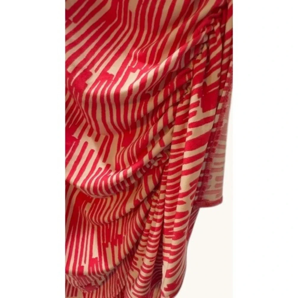 New York Company Pink‎ White Abstract Print Ruched V-Neck Sheath Dress Medium